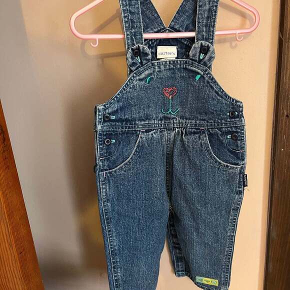 Carters Other - Vintage Carters Blue Denim Overalls Bear Face Heart Size (9-12 Months)